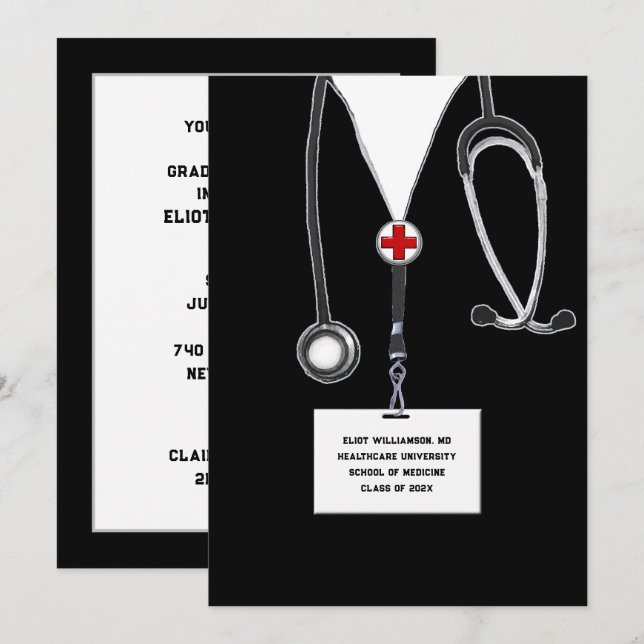 Sjukvårdsskolans Studentfest Inbjudningar (Fram/baksida)