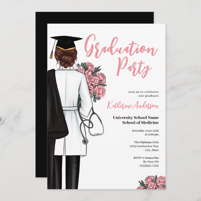 Sjukvårdsskolans Studentfest Inbjudningar (Fram/baksida)