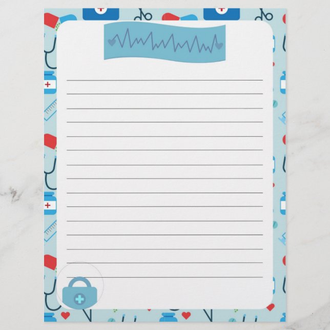 Sjukvårdsstationen Fält, Papper-letterhead Stil Brevhuvud (Framsida)