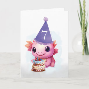Sjunde 7:e-födelsedag Rosa Axolotl Kort