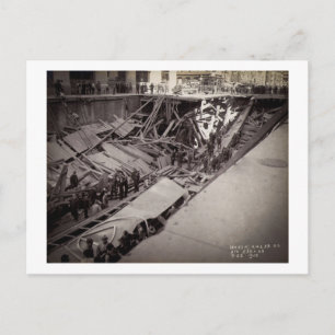 Sjunde Avenue Street Collapse New York City 1915 Vykort