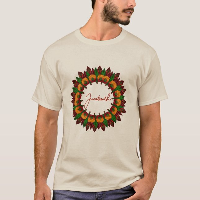 Sjunde blommigten mandala Afrikainspirerat färg T Shirt (Framsida)
