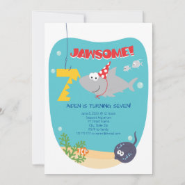 Sjunde födelsedagsinbjudan till Shark Bita Inbjudningar