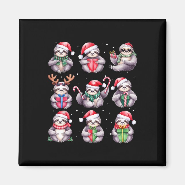 Sjunde julafton Ljus Funny Sloths Älskare Animal P Magnet (Framsidan)