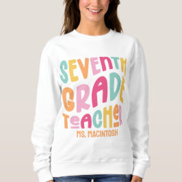 Sjunde Klass-lärarfärgad retrostext T Shirt