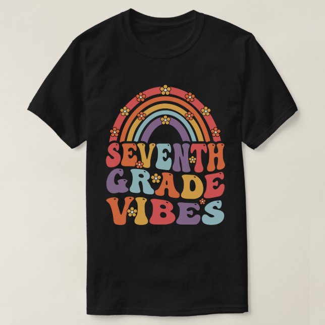 sjunde Klass Vibes Boho Rainbow Back to school T Shirt (Design framsida)
