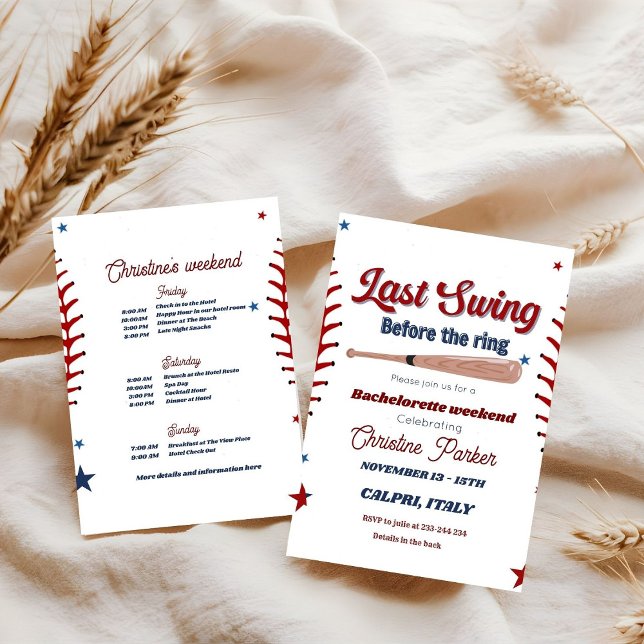 Sjunde sessionen före Baseball Bachelorette i ring Inbjudningar (Skapare uppladdad)