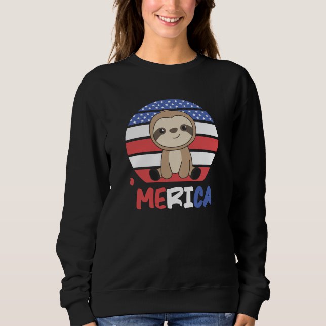 Sjunde slynne Sloth 4:e juli Amerikanska T Shirt (Framsida)
