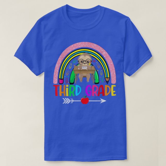 Sjunde tredje Klass-slynt Cute Rainbow tillbaka ti T Shirt (Design framsida)