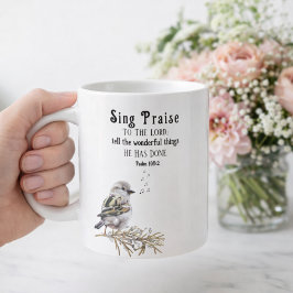 Sjung Lovsång till Herren Psalm 105:2 Fågel Skrift Kaffemugg