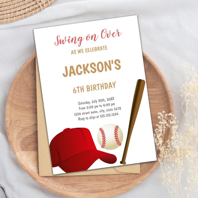 Sjung över Baskebollinbjudan på födelsedagen Inbjudningar (Swing on Over Baseballs Birthday Invitations)