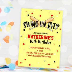 Sjung över Softball Birthday Inbjudningar