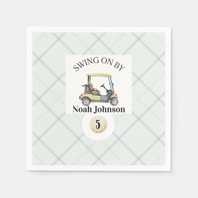 Sjung på av pojkens femte födelsedag Golf Pappersservett (Framsidan)