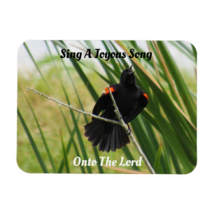 Sjunga A Joyous Sång - Backyard Bird Quote Magnet