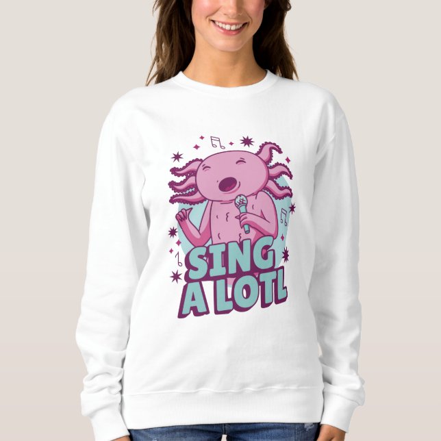 Sjunga a lotl Singing Axolotl T Shirt (Framsida)