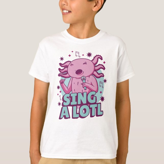 Sjunga a lotl Singing Axolotl T Shirt (Framsida)