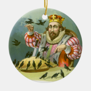 Sjunga a Sång av Sixpence, Vintage Nursery Rhyme Julgransprydnad Keramik