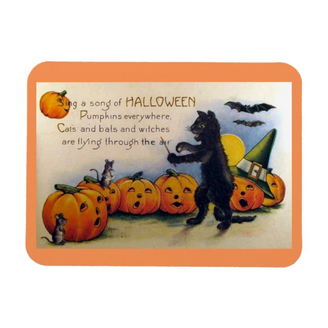 Sjunga a Sång i Halloween-Vintagen Magnet (Horisontell)