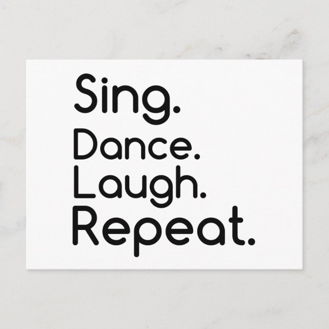 SJUNGA DANCE LAUGH REPEAT VYKORT (Framsida)