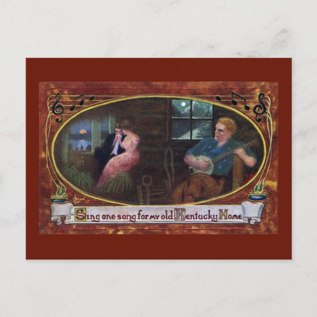 Sjunga ett Sång för mitt gamla Kentucky Home Vykort (Framsida)