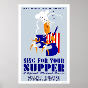 Sjunga för Supper Musical 1939 WPA Poster