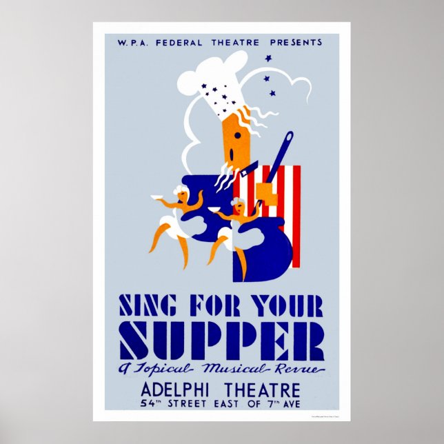 Sjunga för Supper Musical 1939 WPA Poster (Framsidan)
