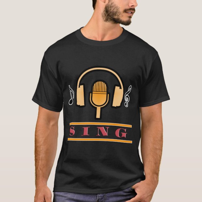 SJUNGA Headphone Studio Microphone Design T Shirt (Framsida)