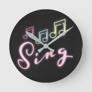 Sjunga Neon Musik noter Rund Klocka