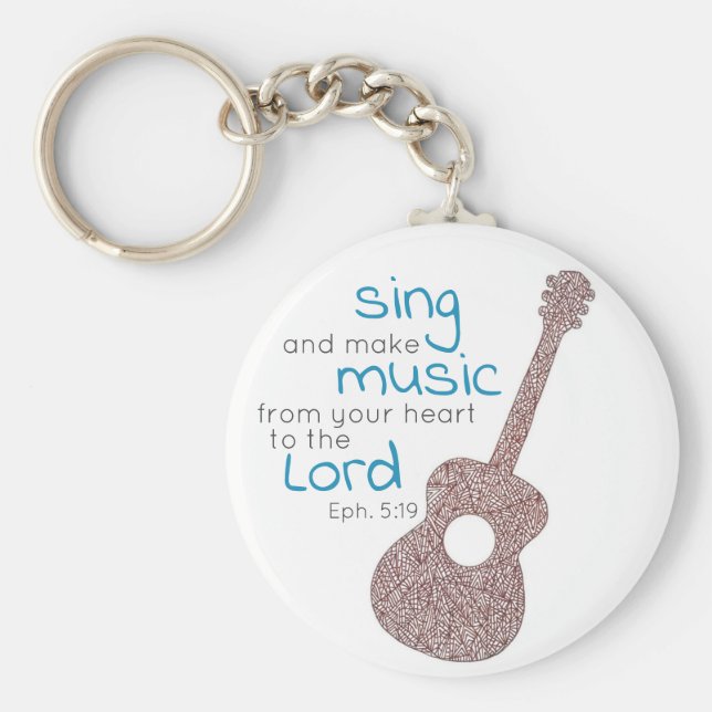 "Sjunga och musik..." Guitar Keychain Nyckelring (Framsidan)