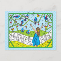 Sjunga som Birds Sjunga_ vykort