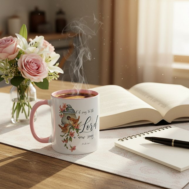 Sjunga till Herren ett nytt sång. Fåglar och hus Mugg (Skapare uppladdad)