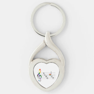 Sjunga ut Pansexual-Pride Twisted Heart Silverfärgad Nyckelring