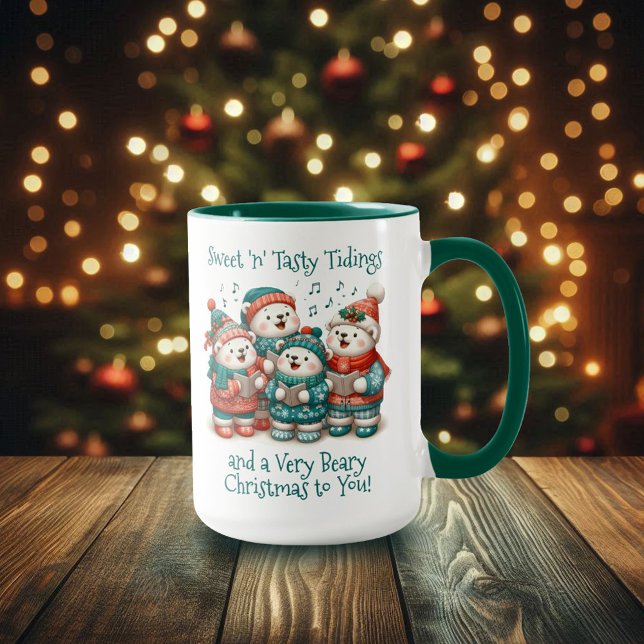Sjungan Björnar i Polar har en mycket god jul! Mugg (Polar Bears Sing Have a Very Beary Christmas 15oz Two-Tone Mug Cover Photo)