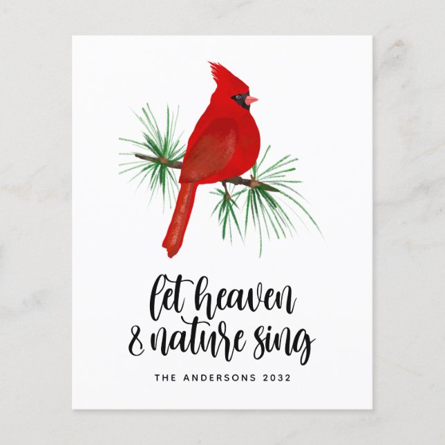 Sjungan Heaven och Nature Kardinal jul Card (Framsida)