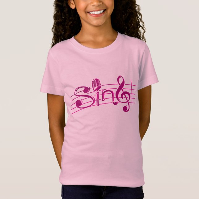 Sjungan retro mic lurar den rosa tee shirt (Framsida)