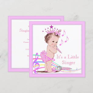 Sjungande Baby Shower Söt Flicka Rosa Musik Inbjudningar