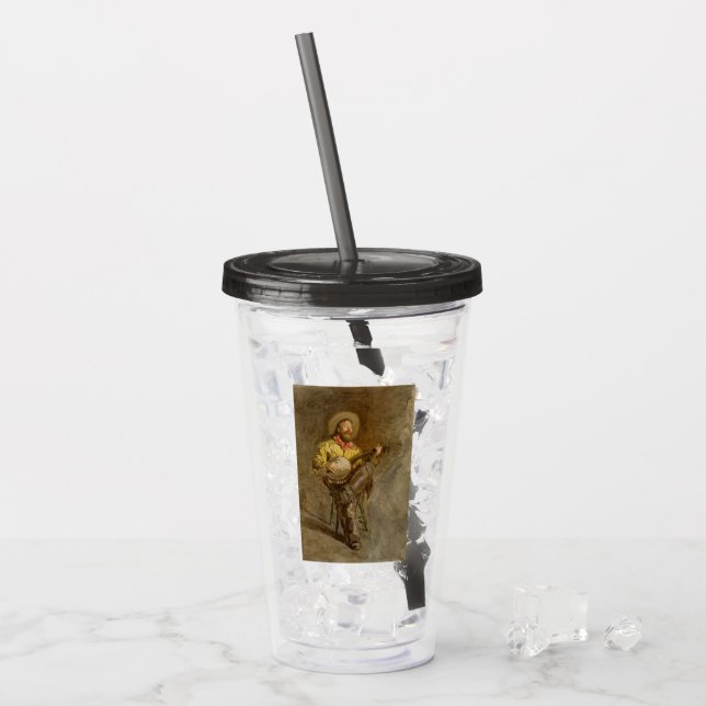 Sjungande cowboy spelar banjo Spanska västern Take Away Mugg (Framsida Ice)