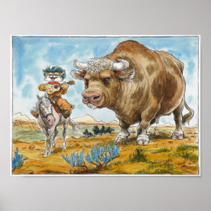 Sjungande Cowboyaffisch Poster
