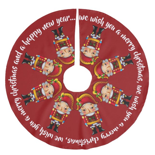 Sjungande Crimson nötknäppare Julgransmatta Borstad Polyester (Framsidan)