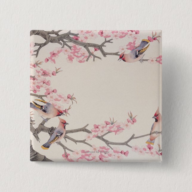 Sjungande fåglar i vår knapp (Framsida)