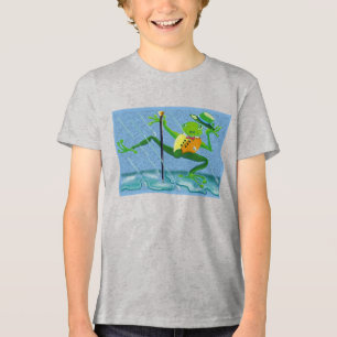 Sjungande groda i regnet t-shirt i triblend-tyg