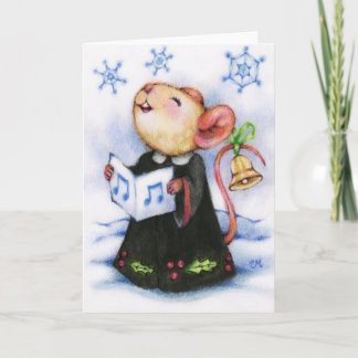 Sjungande helgdag för julCaroling mus gulligt kort