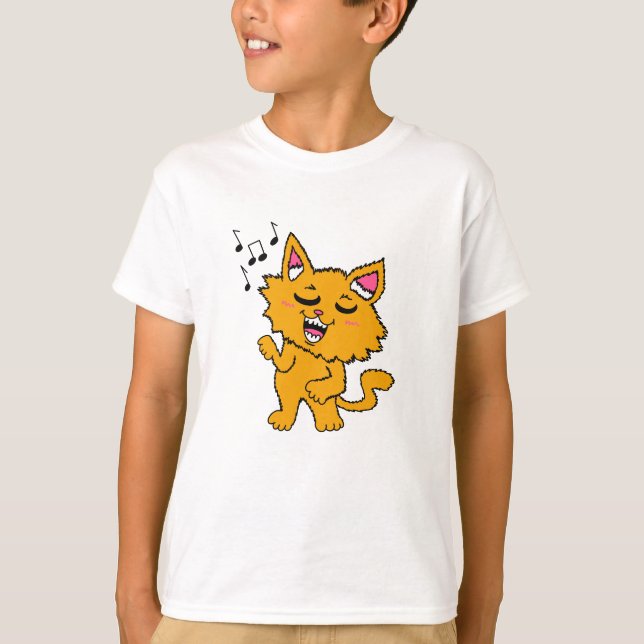 Sjungande Katt Barnkläder Shirt T (Framsida)