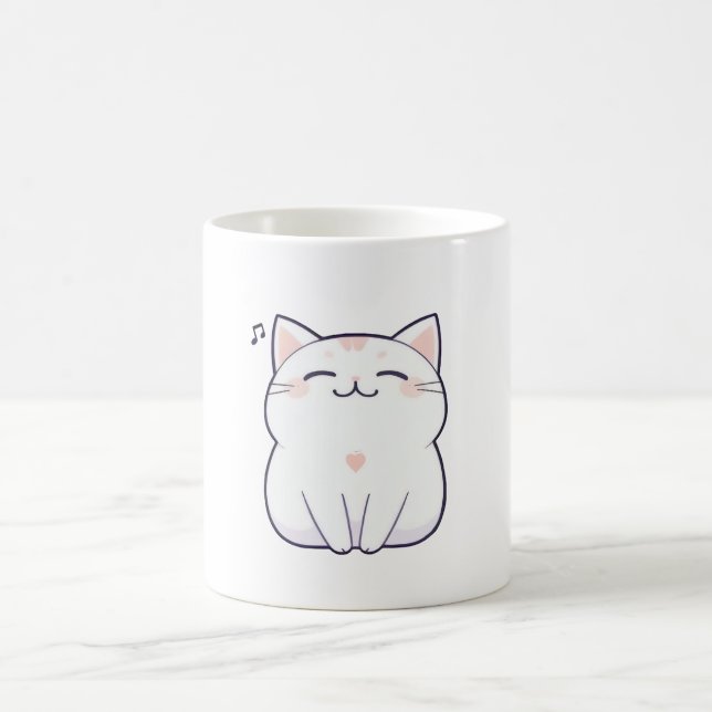 Sjungande katt med musiknot Kawaii-design Kaffemugg (Center)
