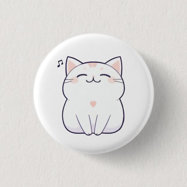 Sjungande katt med musiknot Kawaii-design Knapp (Framsida)