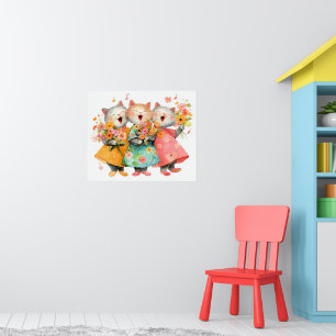 Sjungande katter som håller buketter poster
