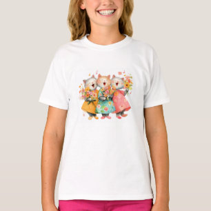 Sjungande katter som håller buketter t shirt