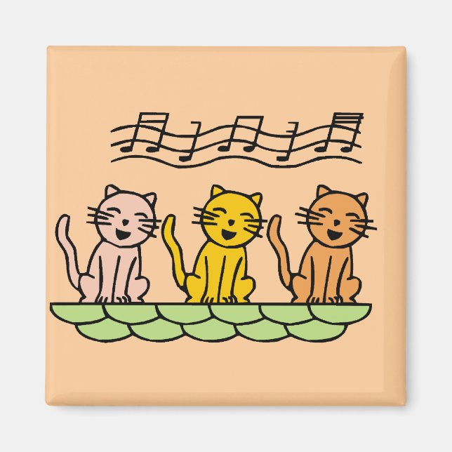 Sjungande katter Tshirts och gåvor Magnet (Framsidan)