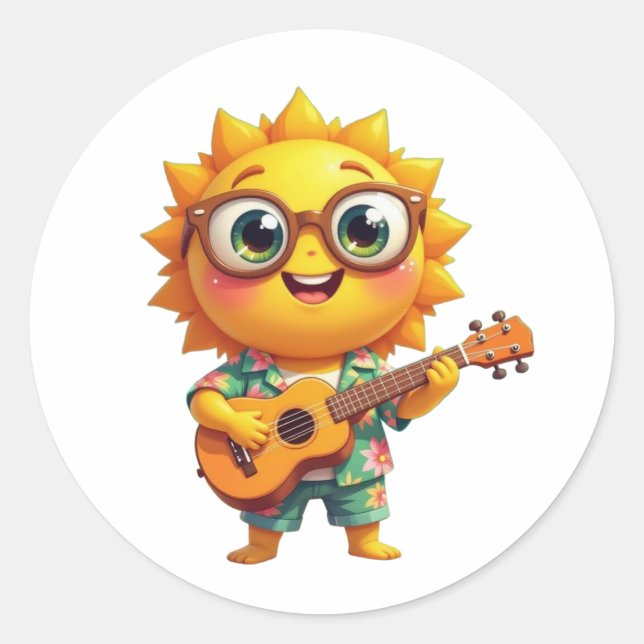 Sjungande sol runt klistermärke (Framsida)