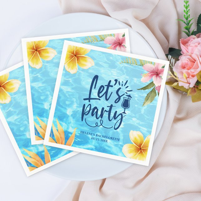 Sjungbrud Weekend Personlig Poolparty Pappersservett (Bachelorette Weekend Personalized Pool Party Napkins)